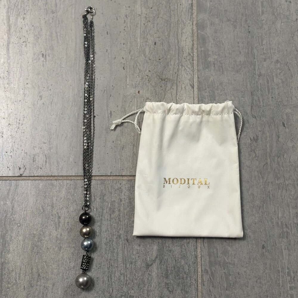 Modital Bijoux Mixed Metal Beaded Chain Statement Necklace